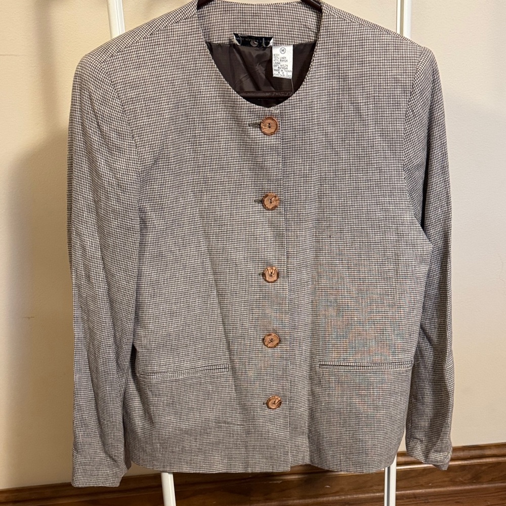 PHD Paul Harris Design small houndstooth check linen blend jacket - vintage